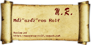 Mészáros Rolf névjegykártya